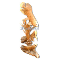Wooden Arowana Hand Carved From Suar Wood, Natural Wood