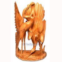 Wooden Two Birds, Hand Carved From Suar Wood