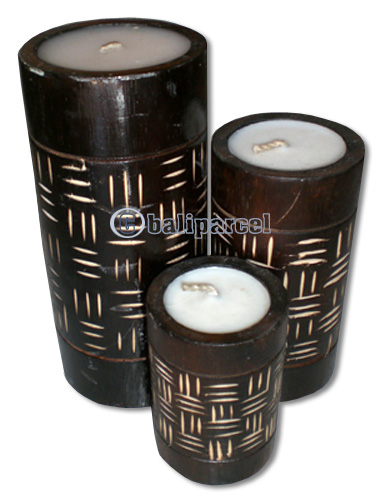 Wooden Candle Set Of 3
