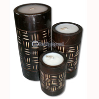 Wooden Candle Set Of 3