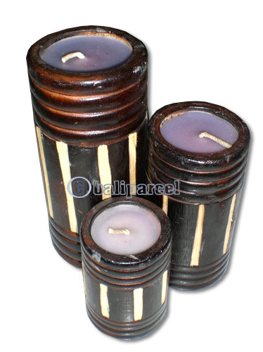 Wooden Candle Set Of 3