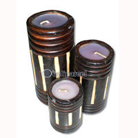 Wooden Candle Set Of 3