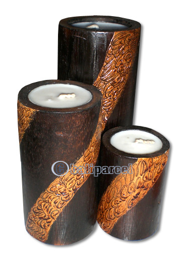 Wooden Candle Set Of 3