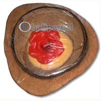 Rose Candle Inside In Coconut Shell
