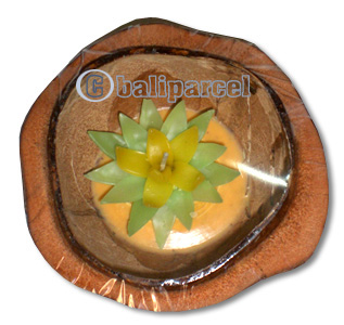 Lotus Candle Inside In Coconut Shell