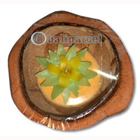 Lotus Candle Inside In Coconut Shell