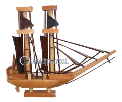 Wooden Miniatur Boat, From Mahogany Wood