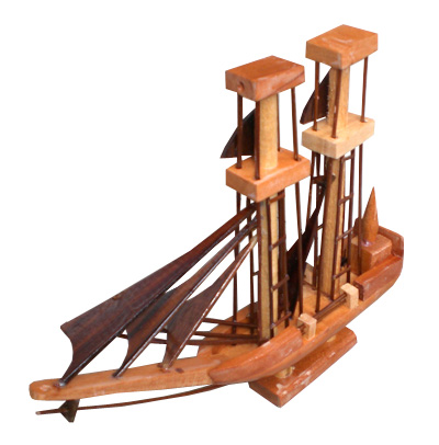 Wooden Miniatur Boat, From Mahogany Wood