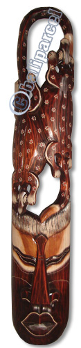 Wooden Mask, Hand Carved From Albesia Wood