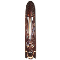Wooden Mask, Hand Carved From Albesia Wood