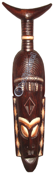 Wooden Mask, Hand Carved From Albesia Wood