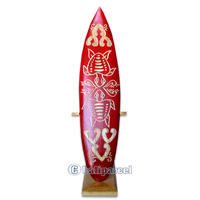 Wooden Surfboard, Handcarved From Pinus Wood / Included Stand