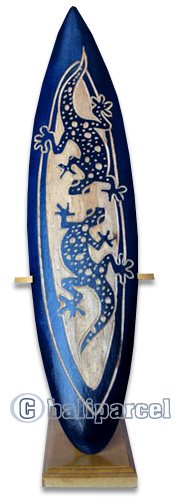 Wooden Surfboard, Handcarved From Pinus Wood / Included Stand