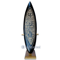 Wooden Surfboard, Handcarved From Pinus Wood / Included Stand