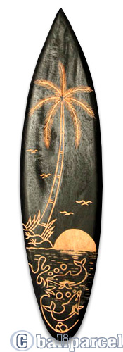 Wooden Surfboard, Handcarved From Pinus Wood / Included Stand
