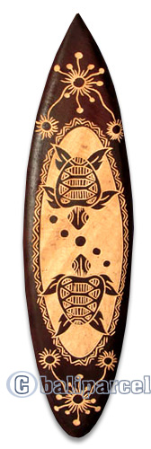 Wooden Surfboard, Handcarved From Pinus Wood / Included Stand