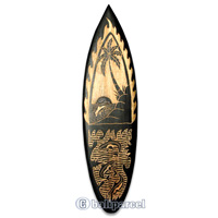 Wooden Surfboard, Handcarved From Pinus Wood / Included Stand