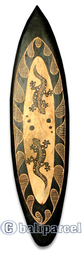 Wooden Surfboard, Handcarved From Pinus Wood / Included Stand