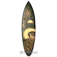 Wooden Surfboard, Handcarved From Pinus Wood / Included Stand