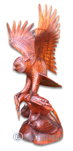 Wooden Owl Handcarved From Suar Wood