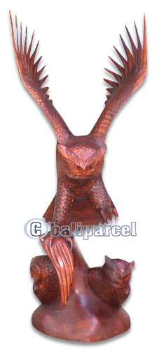 Wooden Owl Handcarved From Suar Wood