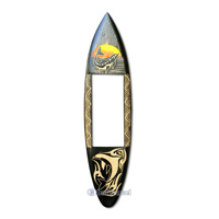 Wooden Surfboard Mirror, Handcarved From Pinus Wood