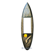 Wooden Surfboard Mirror, Handcarved From Pinus Wood