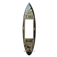 Wooden Surfboard Mirror, Handcarved From Pinus Wood