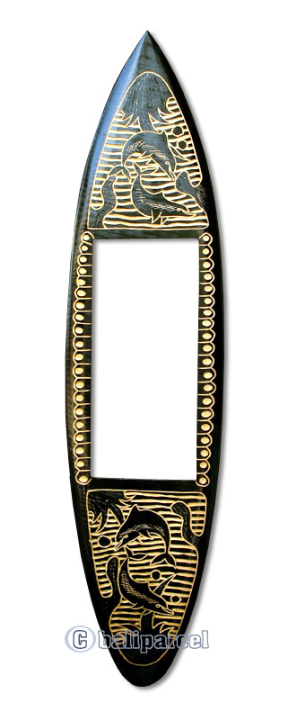 Wooden Surfboard Mirror, Handcarved From Pinus Wood