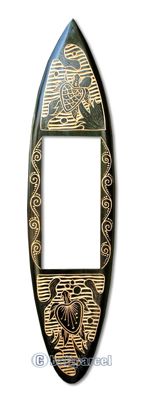 Wooden Surfboard Mirror, Handcarved From Pinus Wood