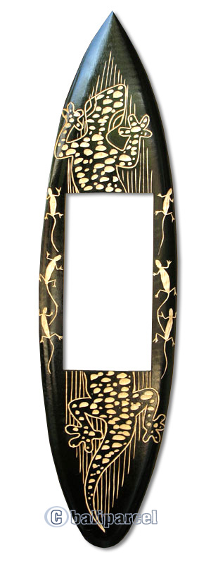 Wooden Surfboard Mirror, Handcarved From Pinus Wood