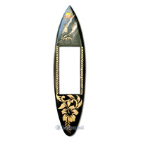Wooden Surfboard Mirror, Handcarved From Pinus Wood