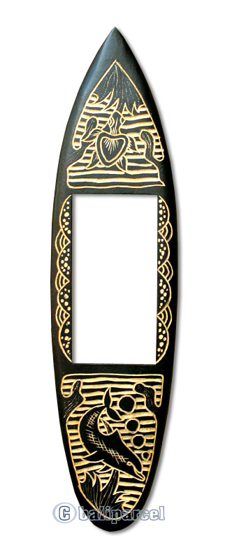 Wooden Surfboard Mirror, Handcarved From Pinus Wood
