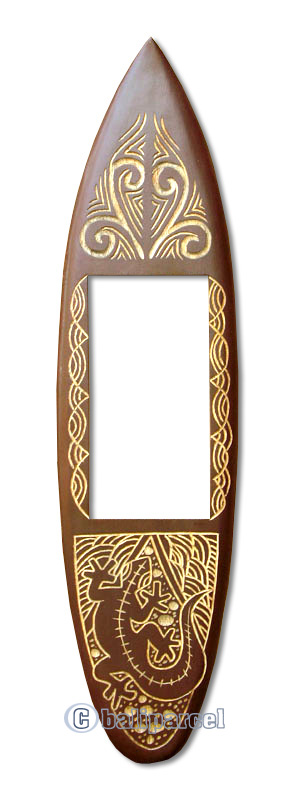 Wooden Surfboard Mirror, Handcarved From Pinus Wood