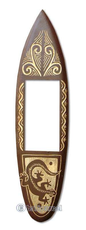 Wooden Surfboard Mirror, Handcarved From Pinus Wood