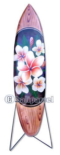 Wooden Surfboard Airbrused, Handcarved From Pinus Wood (included Iron Stand)