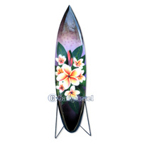 Wooden Surfboard Airbrused, Handcarved From Pinus Wood (included Iron Stand)