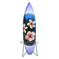 Wooden Surfboard Airbrused, Handcarved From Pinus Wood (included Iron Stand)