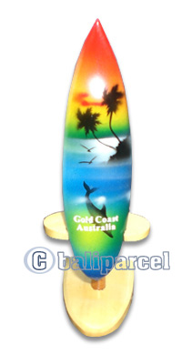 Wooden Surfboard Airbrused, Handcarved From Pinus Wood (included Wooden Stand)