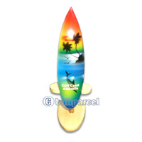 Wooden Surfboard Airbrused, Handcarved From Pinus Wood (included Wooden Stand)