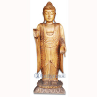 Wooden Buddha Statue, Hand Carved From Suar Wood