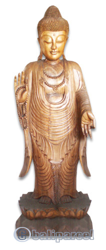 Wooden Buddha Statue, Hand Carved From Suar Wood