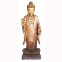 Wooden Buddha Statue, Hand Carved From Suar Wood