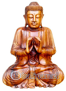 Wooden Buddha Statue, Hand Carved From Suar Wood