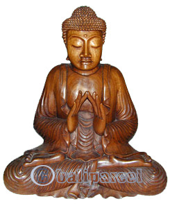 Wooden Buddha Statue, Hand Carved From Suar Wood