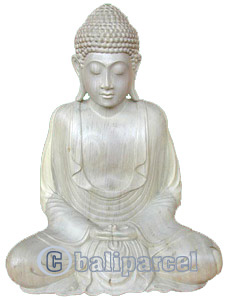 Wooden Buddha Statue, Hand Carved From Waru Wood