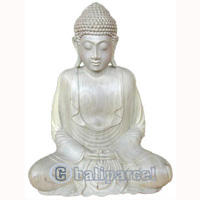 Wooden Buddha Statue, Hand Carved From Waru Wood