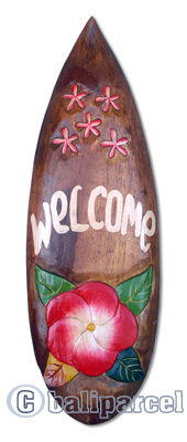 Wooden Tiki Surfboard, Hand Carved From Albesia Wood