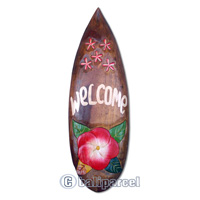 Wooden Tiki Surfboard, Hand Carved From Albesia Wood