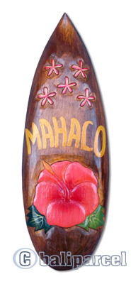 Wooden Tiki Surfboard, Hand Carved From Albesia Wood
